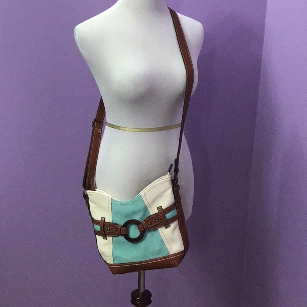 B.O.C. Leather Pebbled Saddle Cottage Boho Tri-Colored Adjustable Strap